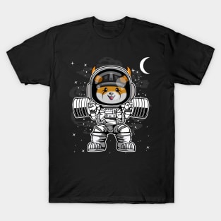 Astronaut Lifting Floki Inu Coin To The Moon Floki Army Crypto Token Cryptocurrency Blockchain Wallet Birthday Gift For Men Women Kids T-Shirt